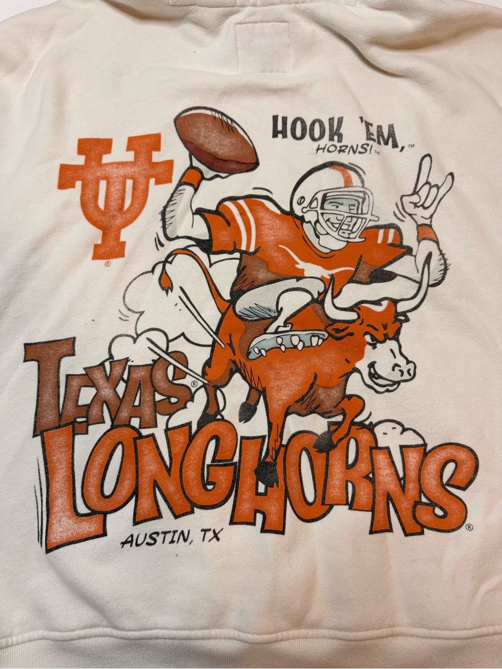 Texas Longhorns Vintage Style Graphic Sweatshirt - White & Burnt Orange